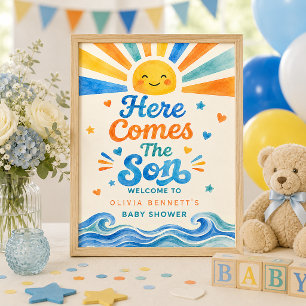 Here Comes the Son Baby Shower Welcome Poster