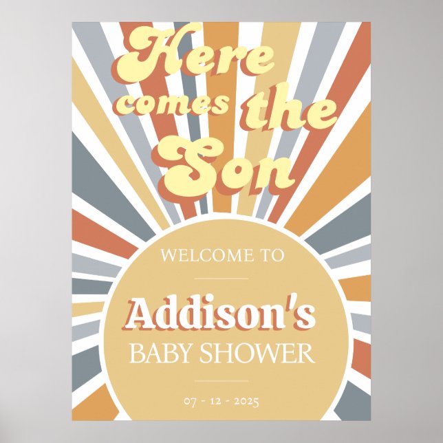 Here Comes The Son Baby Shower welcome sign (Front)