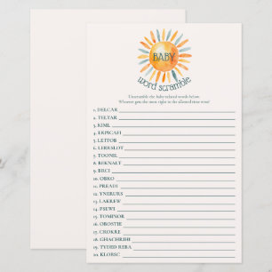 Here Comes the Son Baby Shower Word Scramble Game