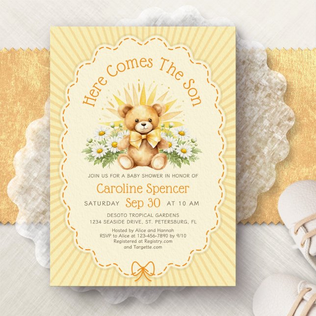 Here Comes the Son Bear Baby Shower Invitation (Creator Uploaded)