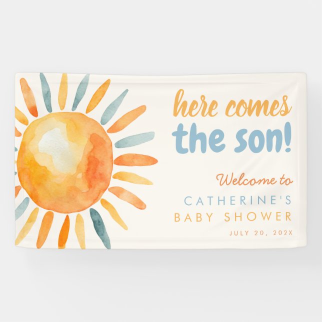 Here Comes the SON Boho Baby Shower Banner (Horizontal)