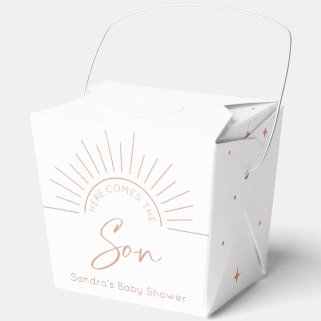 Here Comes The Son Boho Baby Shower Favour Box (Front)