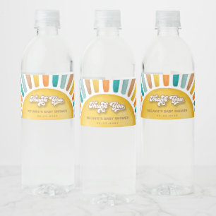 Here Comes the Son Boho Sun Baby Shower Favours Water Bottle Label