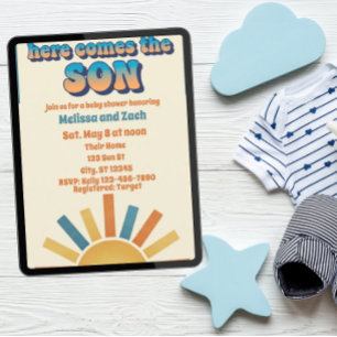 Here Comes the SON, Boho Sun Baby Shower Invitation