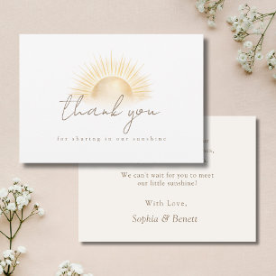 Here Comes The Son Boho Sun Boy Baby Shower Thank You Card