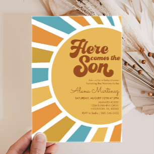 Here Comes The Son Boho Sunshine Baby Shower Invitation