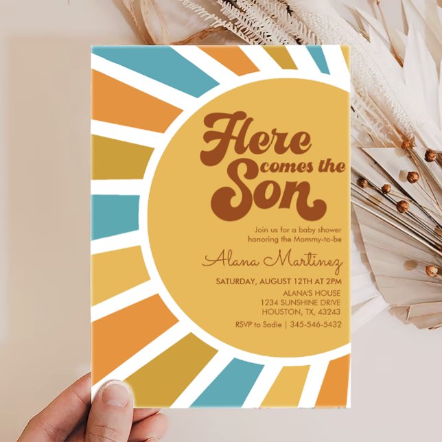 Here Comes The Son | Boho Sunshine Baby Shower Invitation (Creator Uploaded)