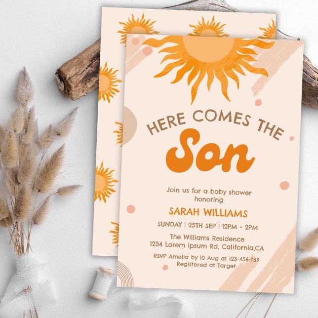 Here comes the son boho sunshine baby shower invitation (Creator Uploaded)