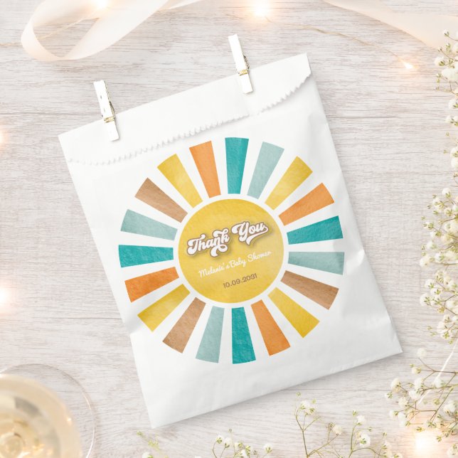 Here Comes the Son Boho Sunshine Boy Baby Shower Favour Bags (Clipped)