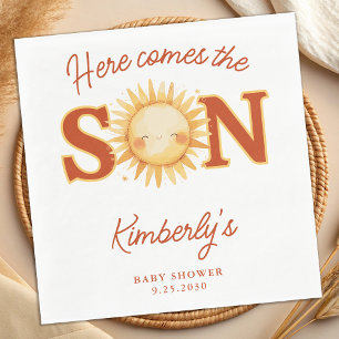 Here Comes The Son Boho Sunshine Cute Baby Shower Napkin