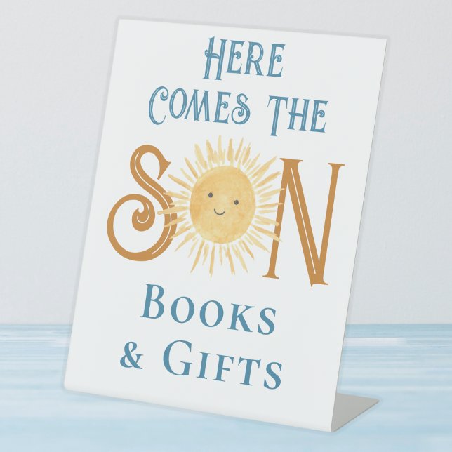 Here Comes The Son Books And Gifts Baby Shower  Pedestal Sign (Creator Uploaded)