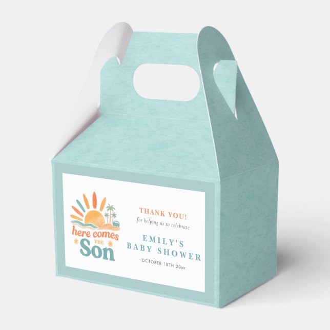 Here Comes The Son Boy Baby Shower Favour Box (Front Side)