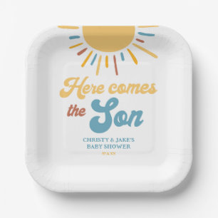 Here Comes The Son Boy Baby Shower Favours Paper Plate