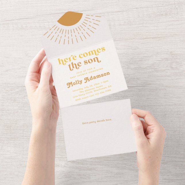 Here Comes the Son Boy Baby Shower Invitation (Tearaway)