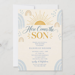 Here Comes The Son Boy Baby Shower Invitation