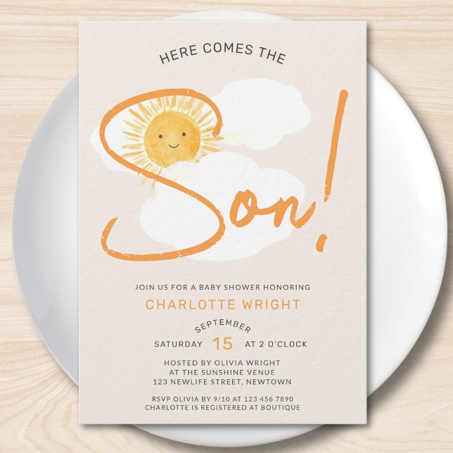 Here Comes The Son Boy Baby Shower Invitation (Creator Uploaded)