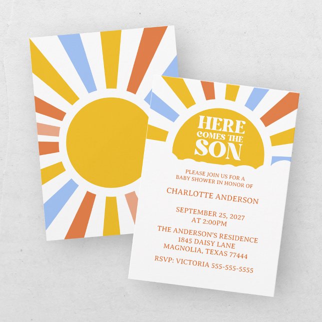 Here Comes The Son Boy Baby Shower Invitation (Creator Uploaded)