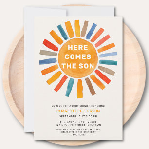 Here Comes the Son Boy Baby Shower Invitation