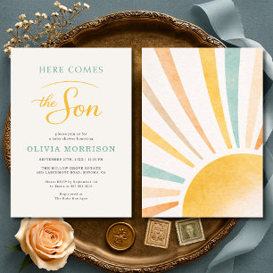 Here Comes the Son Boy Baby Shower Invitation