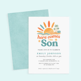 Here Comes The Son Boy Baby Shower Invitation