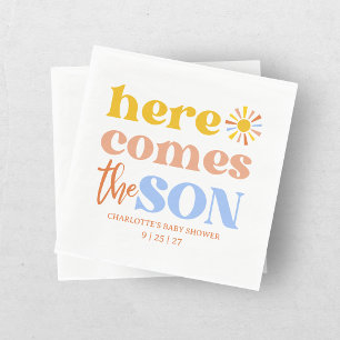 Here Comes The Son Boy Baby Shower Napkin