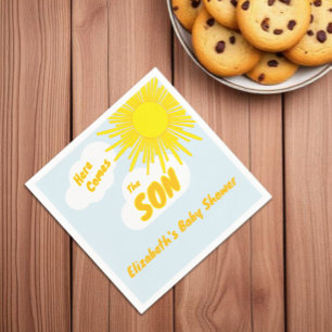 Here Comes The Son Boy Baby Shower Napkin
