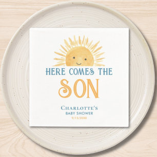 Here Comes The Son Boy Baby Shower Napkin