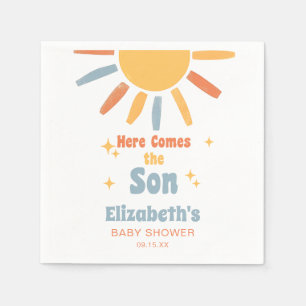 Here Comes The Son Boy Baby Shower Napkin