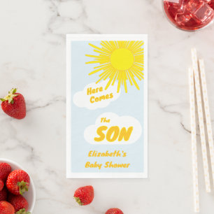 Here Comes The Son Boy Baby Shower Napkin