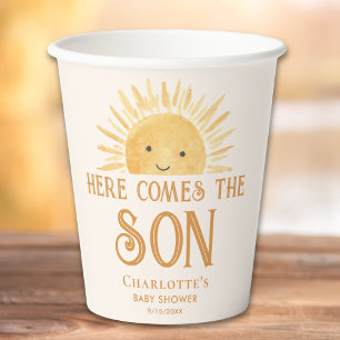 Here Comes The Son Boy Baby Shower Paper Cups