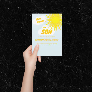 Here Comes The Son Boy Baby Shower Thank You Card