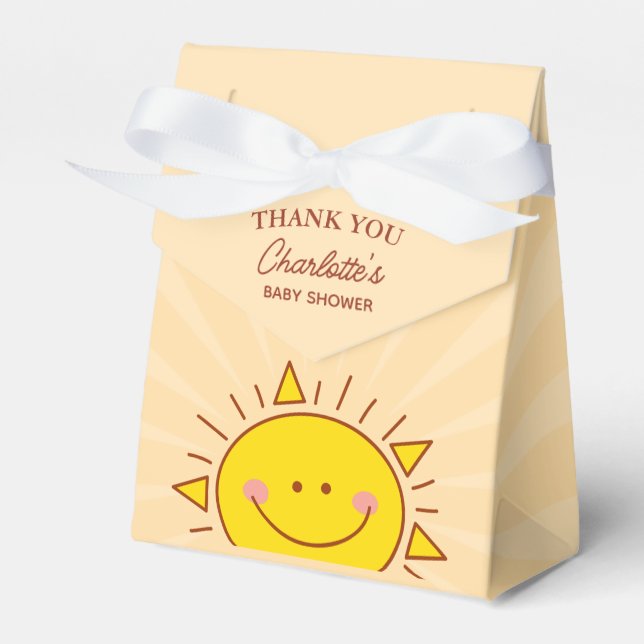 Here Comes The Son Boy Baby Shower Thank You Favour Box (Front Side)
