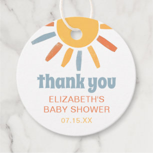 Here Comes The Son Boy Baby Shower Thankyou Favour Tags