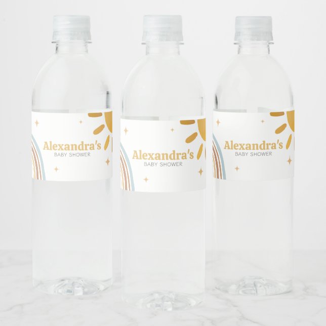 Here Comes the Son Boy Baby Shower  Water Bottle Label (Bottles)