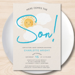 Here Comes The Son Boy's Baby Shower Invitation