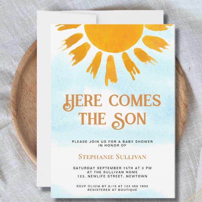 Here Comes the Son Boys Baby Shower Invitation (Creator Uploaded)