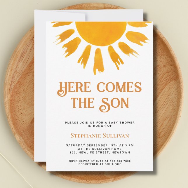 Here Comes the Son Boys Baby Shower Invitation (Creator Uploaded)