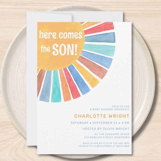 Here Comes The Son Boy's Baby Shower Invitation (Creator Uploaded)