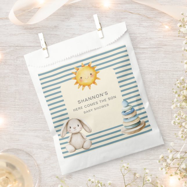 Here Comes The Son Bunny Baby Shower Favor Bags (Clipped)