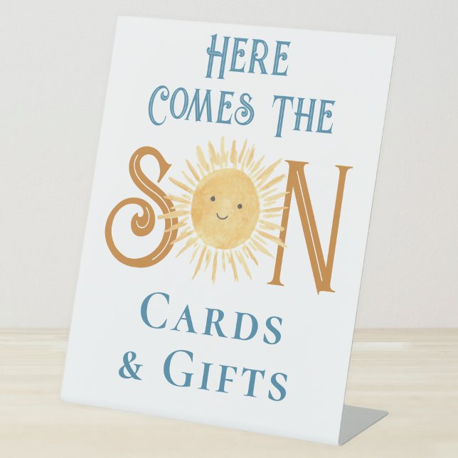 Here Comes The Son Cards And Gifts Baby Shower  Pedestal Sign (Creator Uploaded)