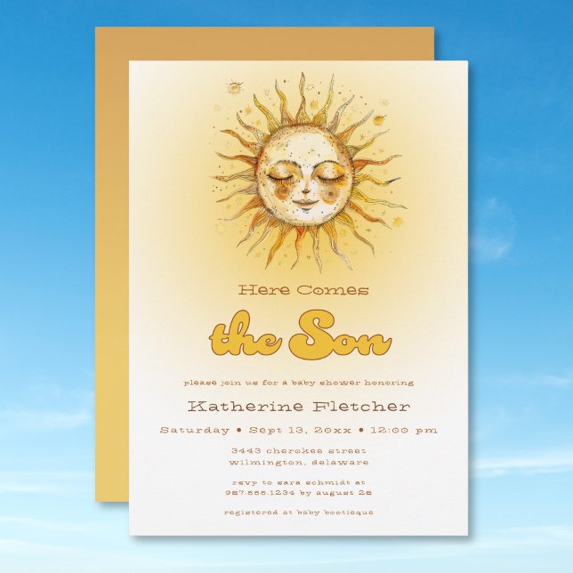 Here Comes the Son Celestial Baby Shower Invitation (Here Comes the Son Celestial Baby Shower Invitation)