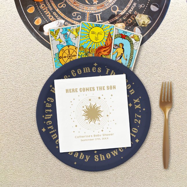Here Comes The Son | Celestial Baby Shower Napkin (Creator Uploaded)