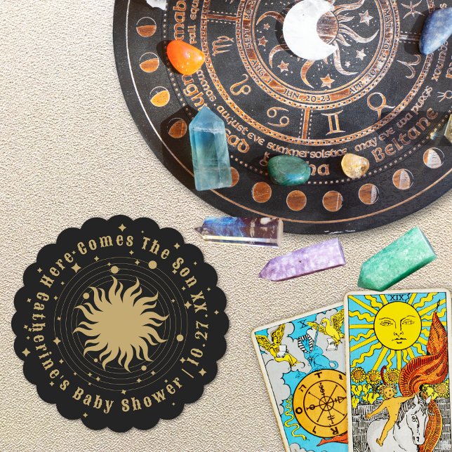 Here Comes The Son | Celestial Baby Shower Paper Coaster (Creator Uploaded)