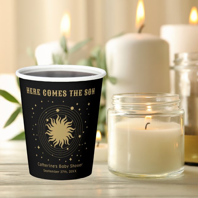 Here Comes The Son | Celestial Baby Shower Paper Cups (Creator Uploaded)