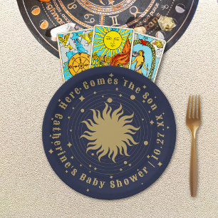 Here Comes The Son   Celestial Baby Shower Paper Plate