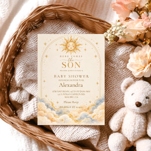 Here Comes the Son Celestial Sunshine Baby Shower Invitation