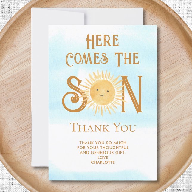 Here Comes The Son Cute Baby Shower Thank You (Creator Uploaded)