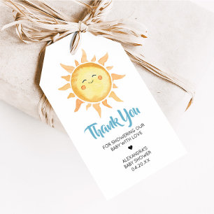 Here Comes the Son Cute Sun Baby Shower Favour Tag