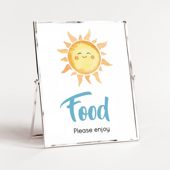 Here Comes the Son Cute Sun Baby Shower Food Poster (Sunshine Here Comes the Son Baby Shower Food Sign)