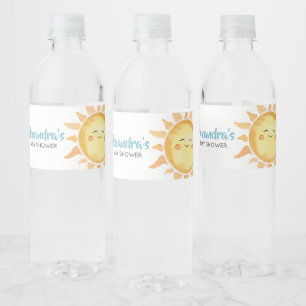 Here Comes the Son Cute Sun Baby Shower Water Bottle Label